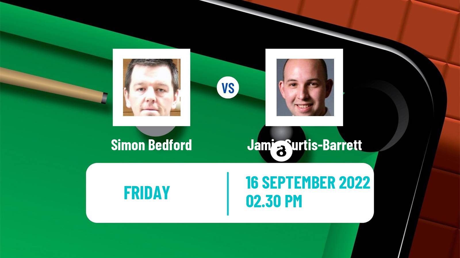 Snooker Snooker Simon Bedford - Jamie Curtis-Barrett
