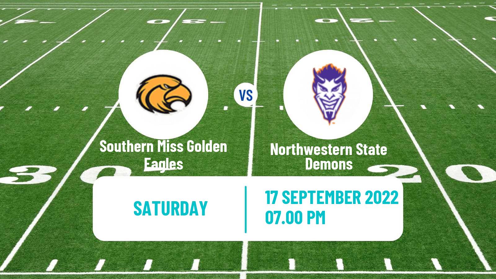 American football NCAA College Football Southern Miss Golden Eagles - Northwestern State Demons