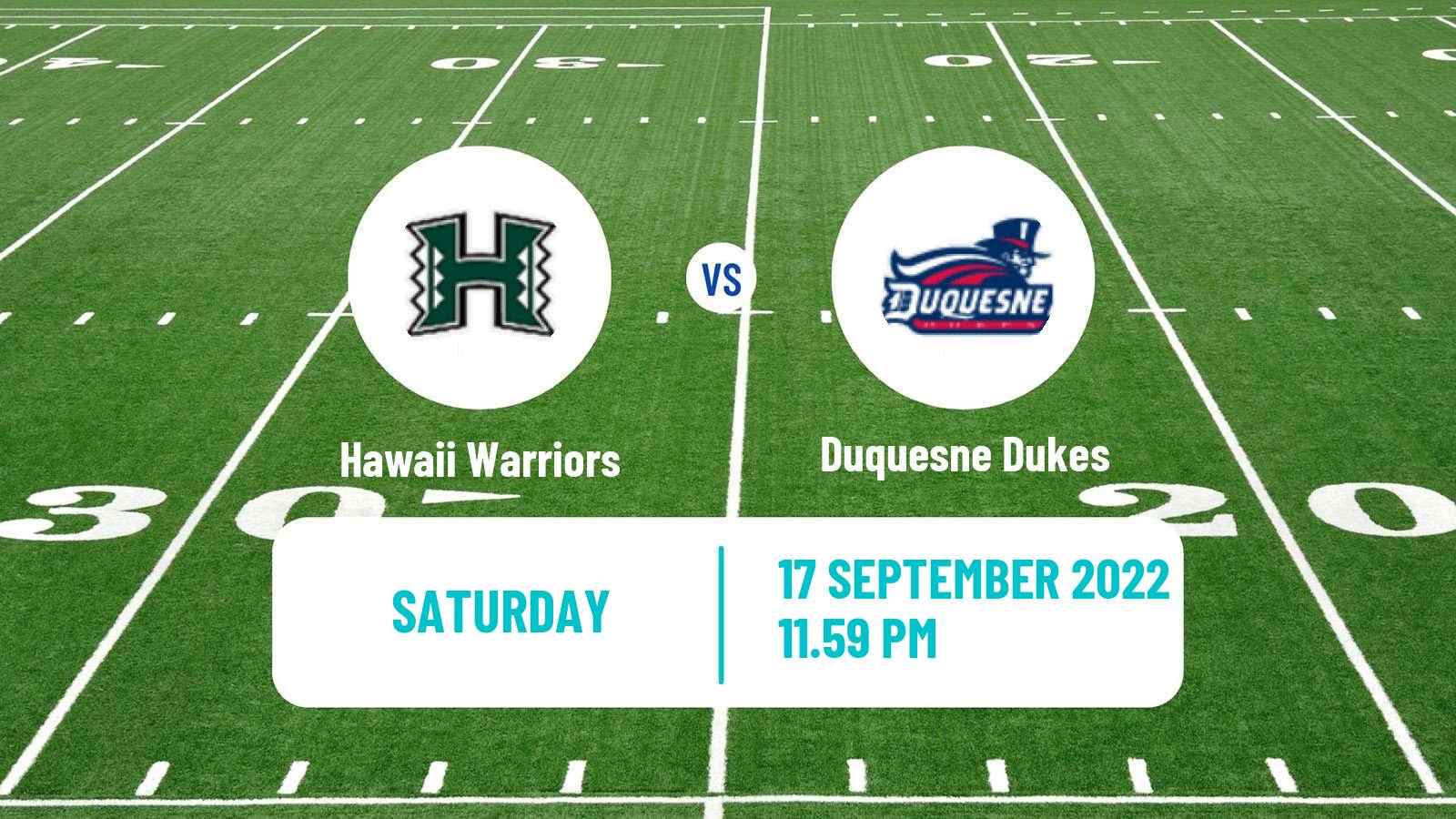 American football NCAA College Football Hawaii Warriors - Duquesne Dukes