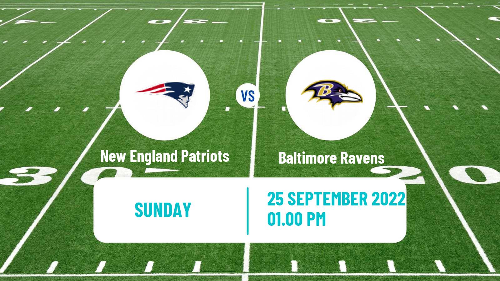 American football NFL New England Patriots - Baltimore Ravens