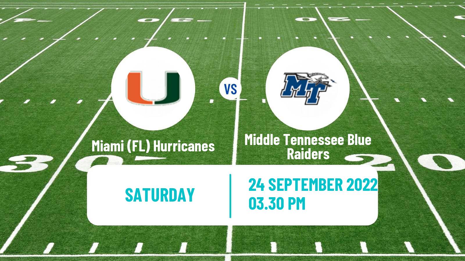 American football NCAA College Football Miami (FL) Hurricanes - Middle Tennessee Blue Raiders