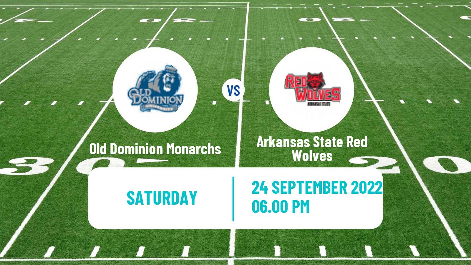 American football NCAA College Football Old Dominion Monarchs - Arkansas State Red Wolves