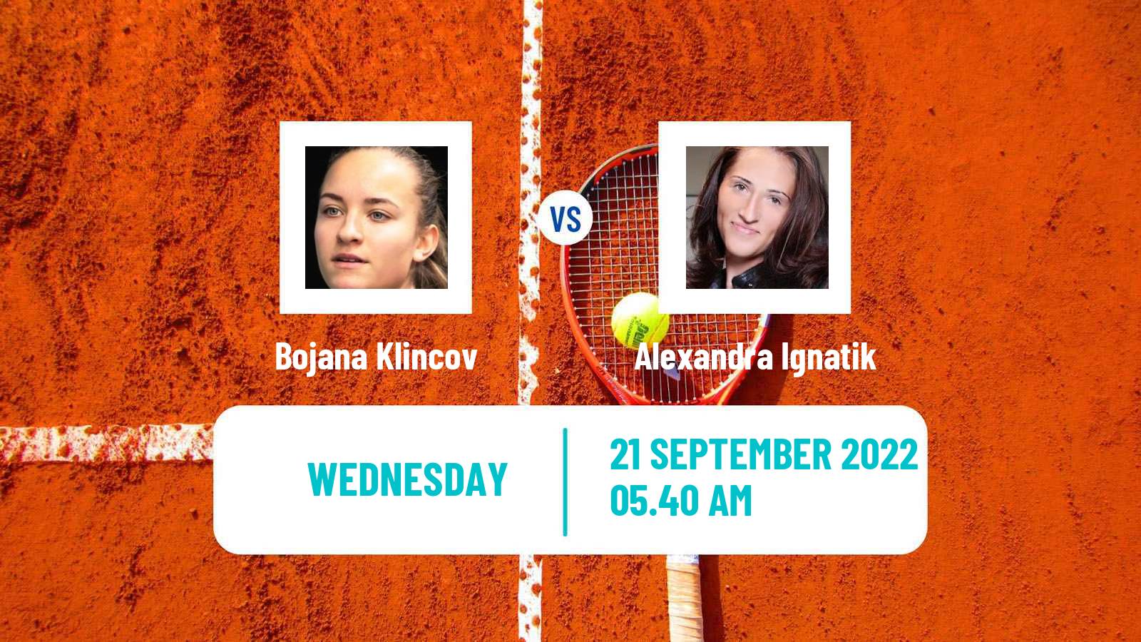 Tennis ITF Tournaments Bojana Klincov - Alexandra Ignatik