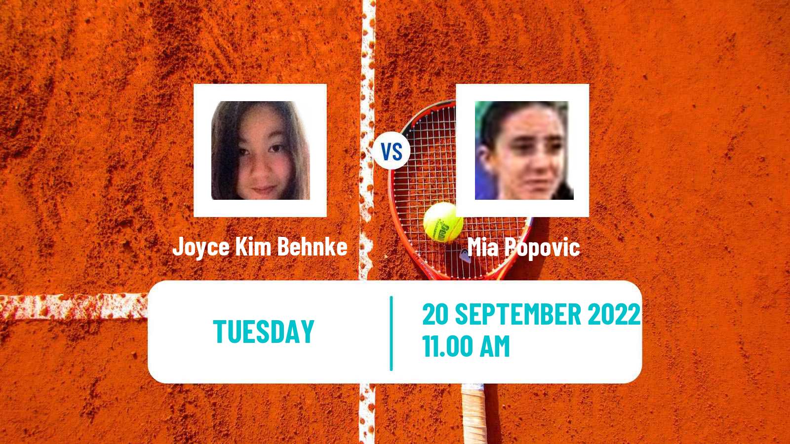 Tennis ITF Tournaments Joyce Kim Behnke - Mia Popovic