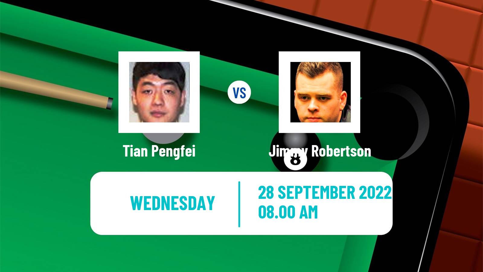 Snooker Snooker Tian Pengfei - Jimmy Robertson