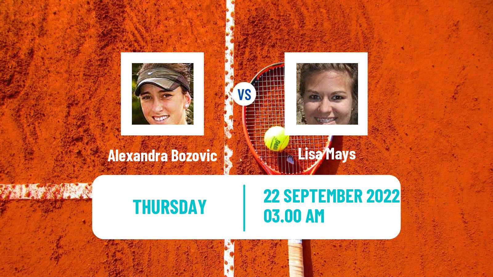Tennis ITF Tournaments Alexandra Bozovic - Lisa Mays