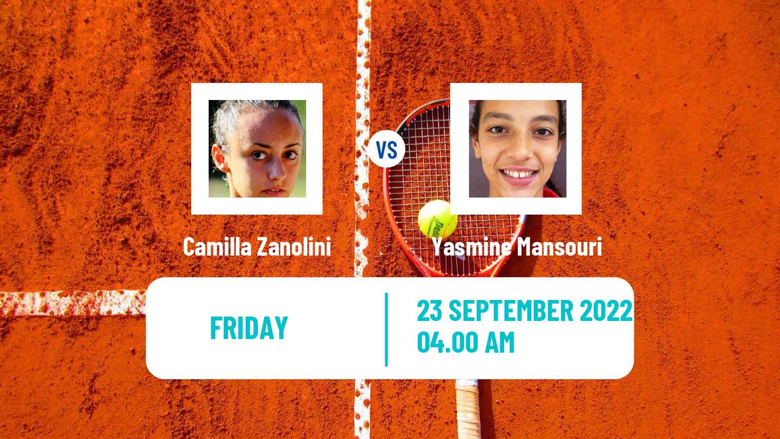 Tennis ITF Tournaments Camilla Zanolini - Yasmine Mansouri
