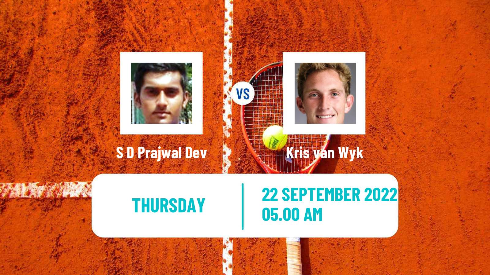Tennis ITF Tournaments S D Prajwal Dev - Kris van Wyk