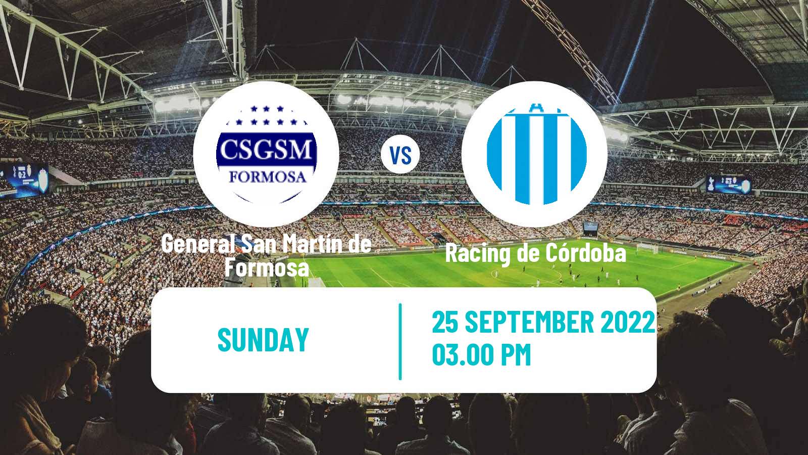 Soccer Argentinian Torneo Federal General San Martín de Formosa - Racing de Córdoba