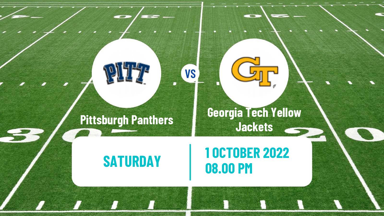 American football NCAA College Football Pittsburgh Panthers - Georgia Tech Yellow Jackets