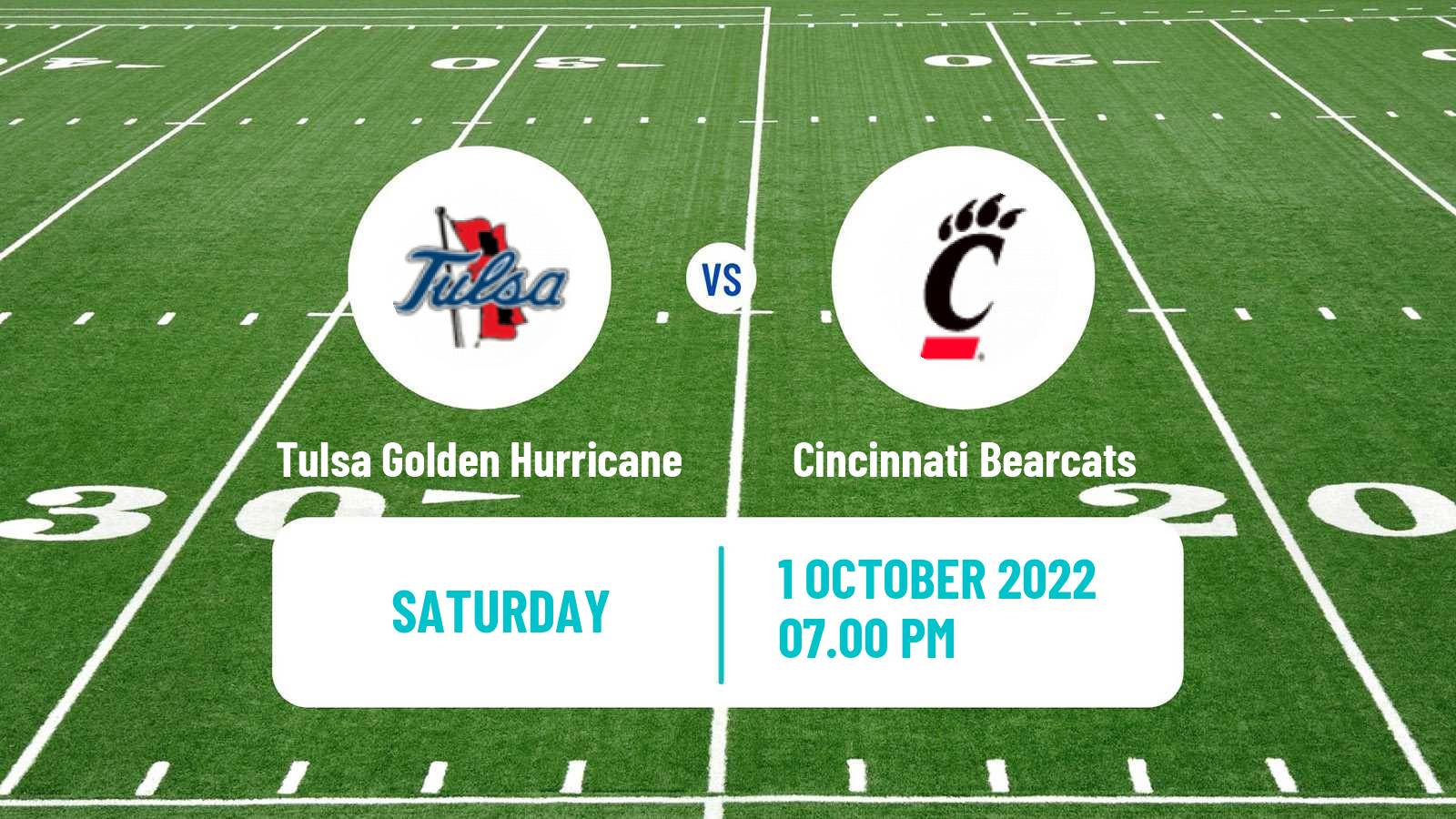 American football NCAA College Football Tulsa Golden Hurricane - Cincinnati Bearcats