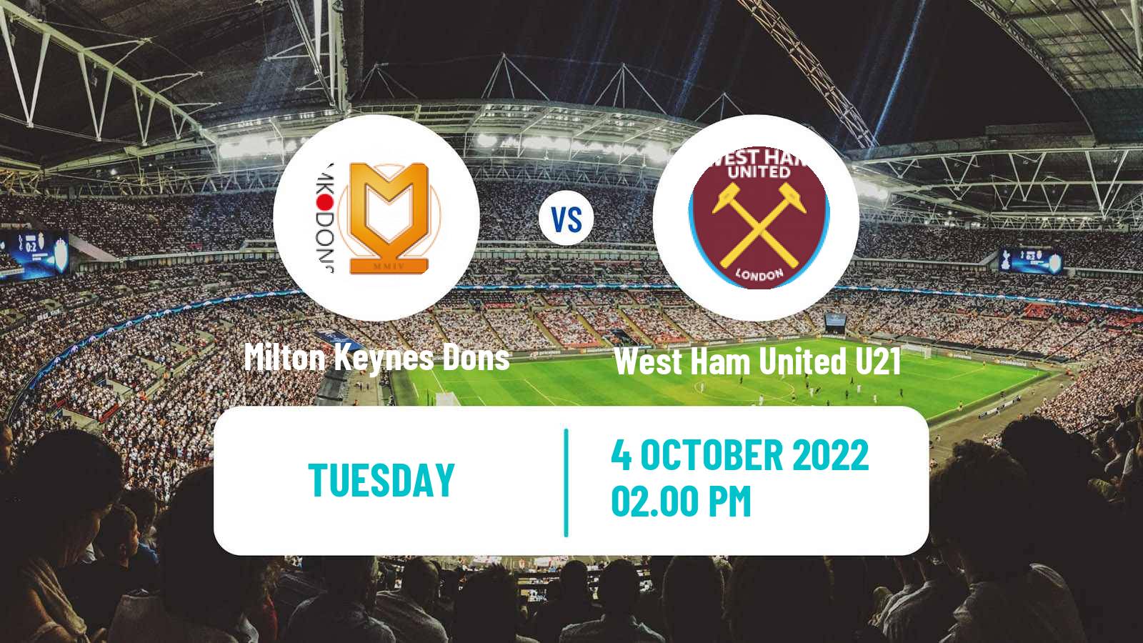 Soccer English EFL Trophy Milton Keynes Dons - West Ham United U21