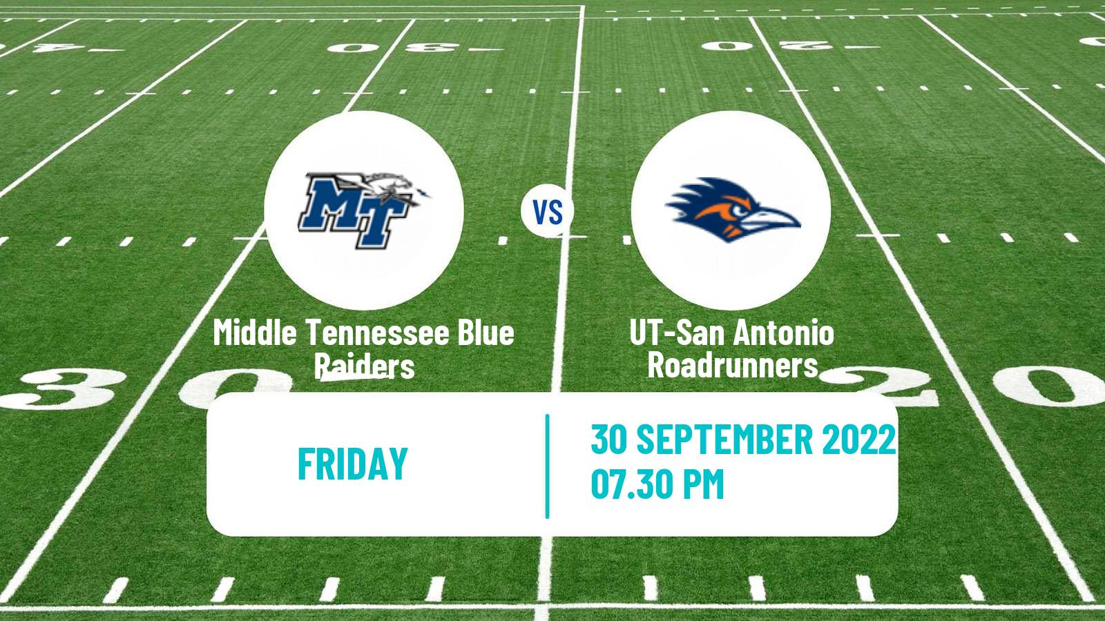 American football NCAA College Football Middle Tennessee Blue Raiders - UT-San Antonio Roadrunners
