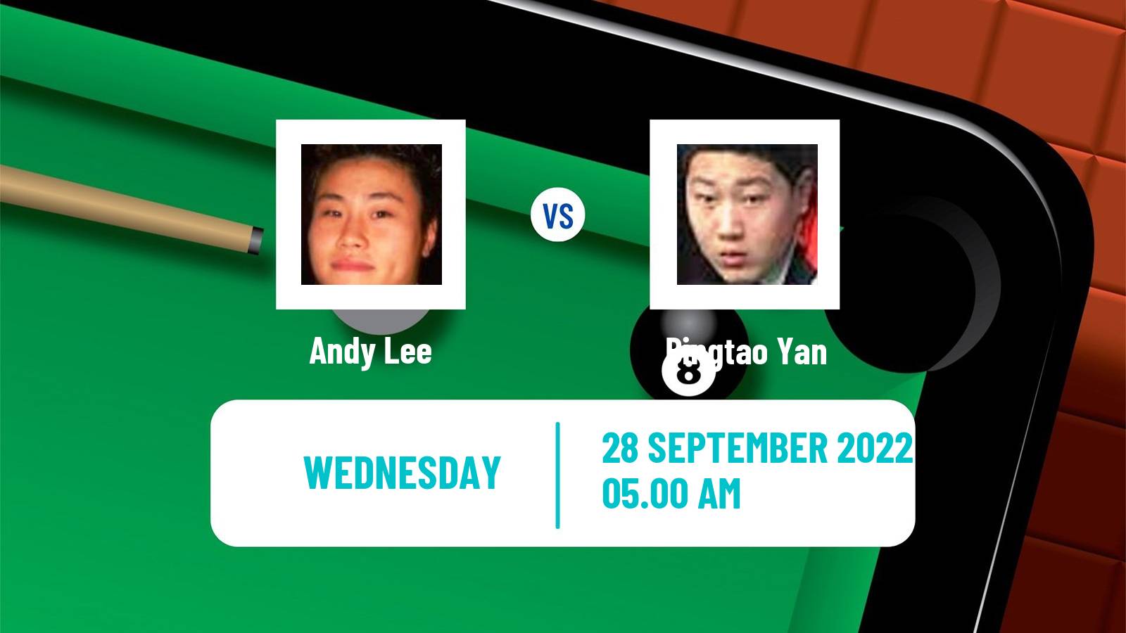 Snooker Snooker Andy Lee - Bingtao Yan