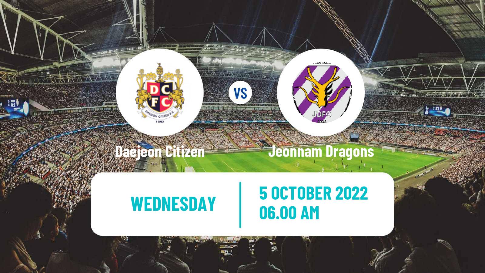 Soccer South Korean K-League 2 Daejeon Citizen - Jeonnam Dragons