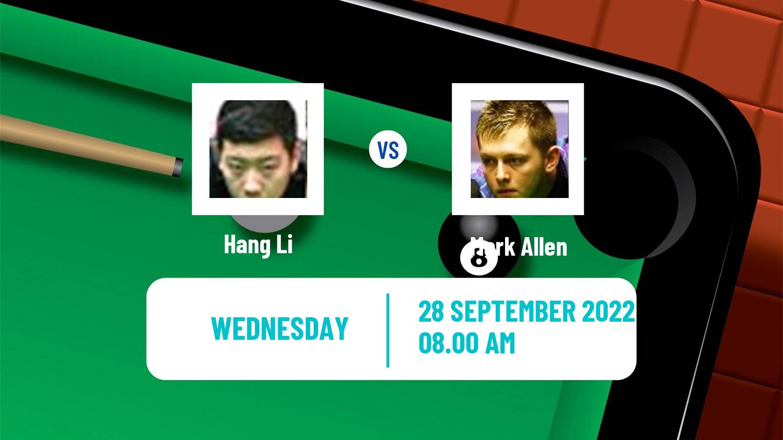 Snooker Snooker Hang Li - Mark Allen