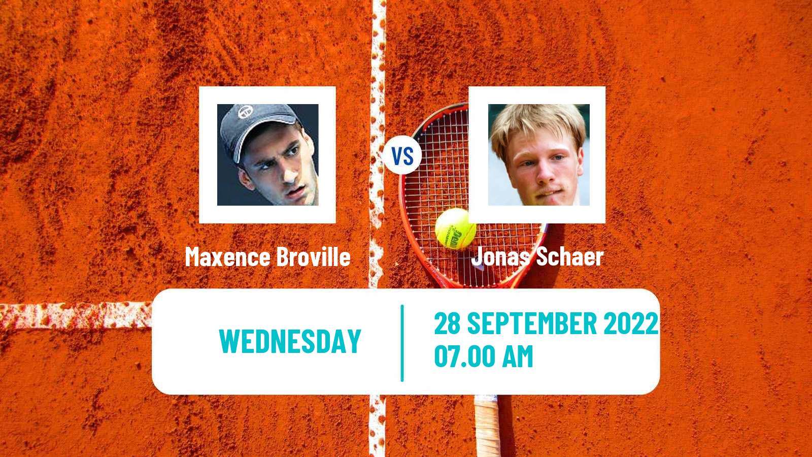 Tennis ITF Tournaments Maxence Broville - Jonas Schaer