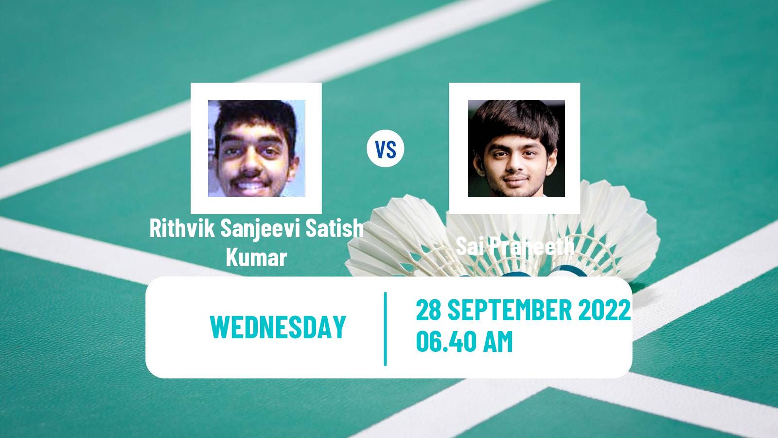 Badminton Badminton Rithvik Sanjeevi Satish Kumar - Sai Praneeth