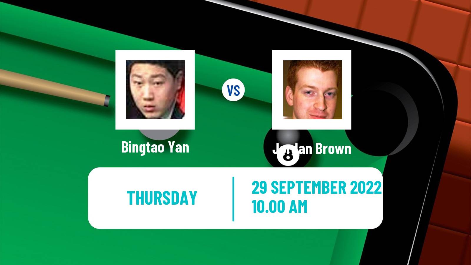 Snooker Snooker Bingtao Yan - Jordan Brown
