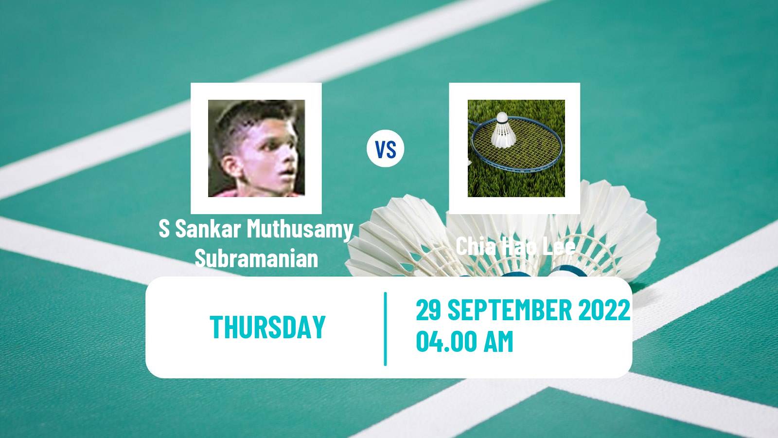 Badminton Badminton S Sankar Muthusamy Subramanian - Chia Hao Lee