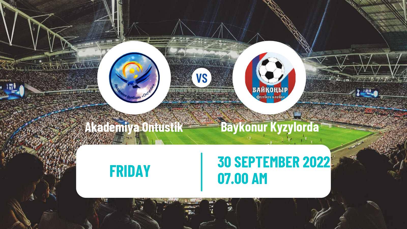Soccer Kazakh First Division Akademiya Ontustik - Baykonur Kyzylorda