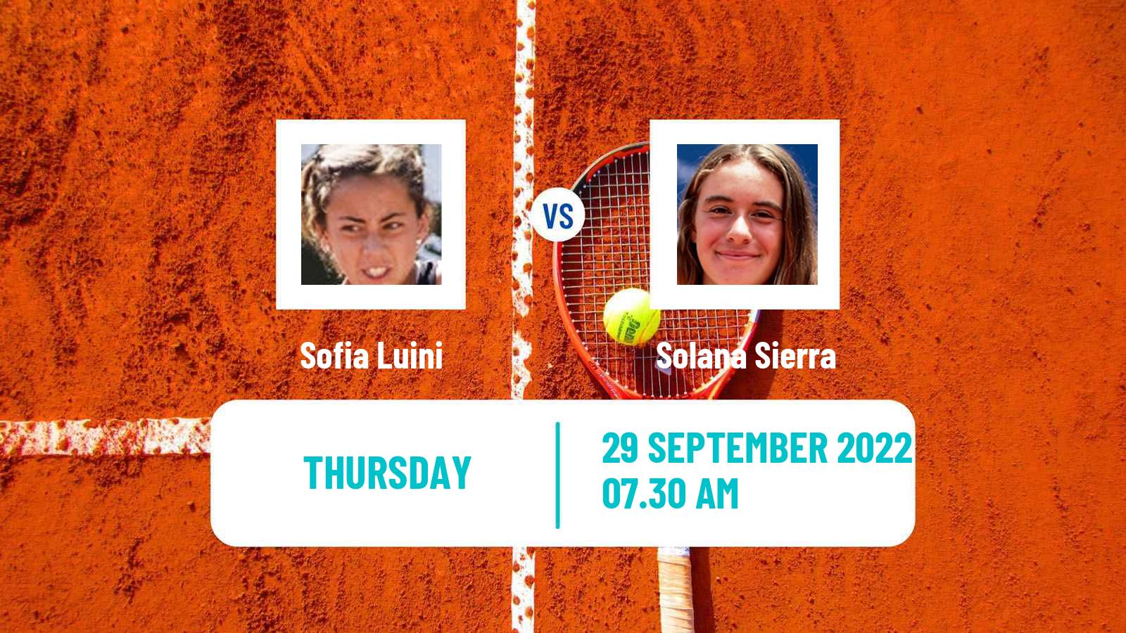 Tennis ITF Tournaments Sofia Luini - Solana Sierra