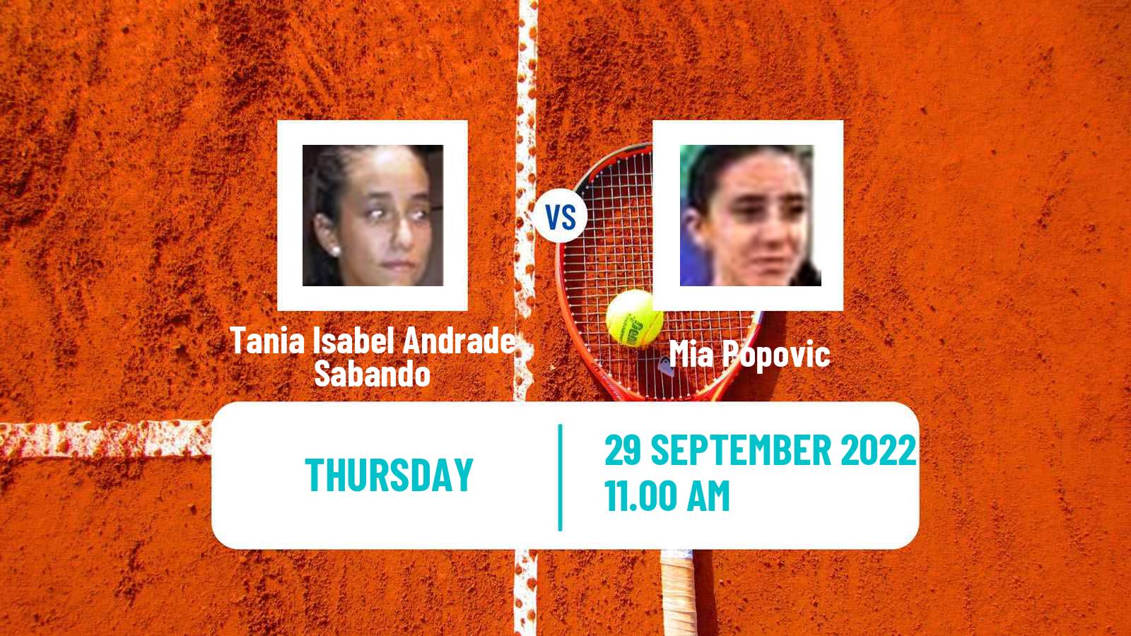 Tennis ITF Tournaments Tania Isabel Andrade Sabando - Mia Popovic
