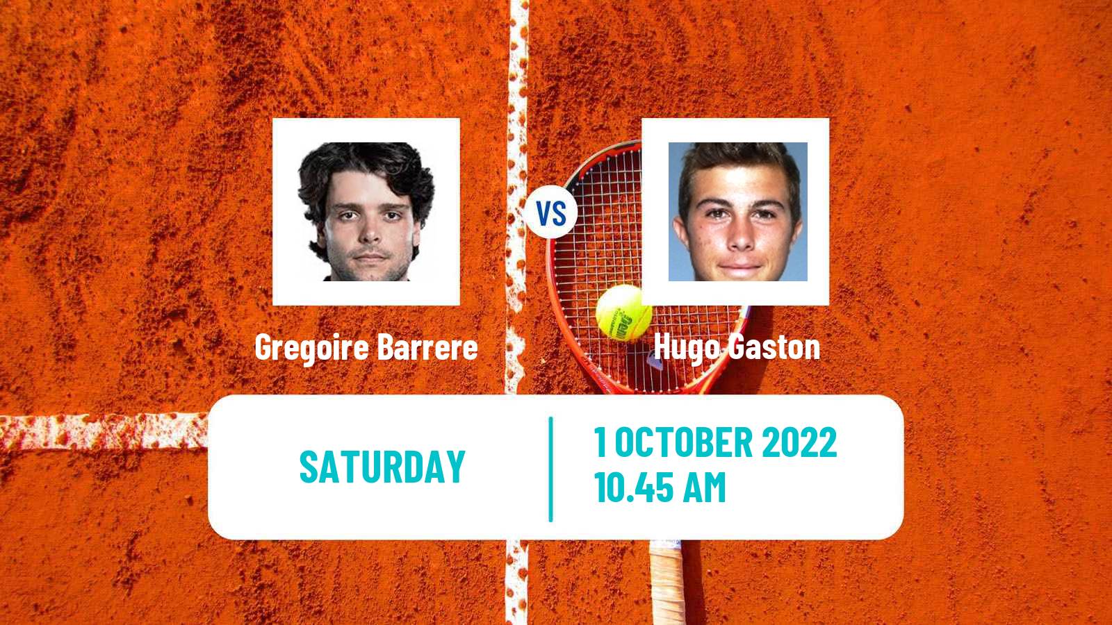 Tennis ATP Challenger Gregoire Barrere - Hugo Gaston