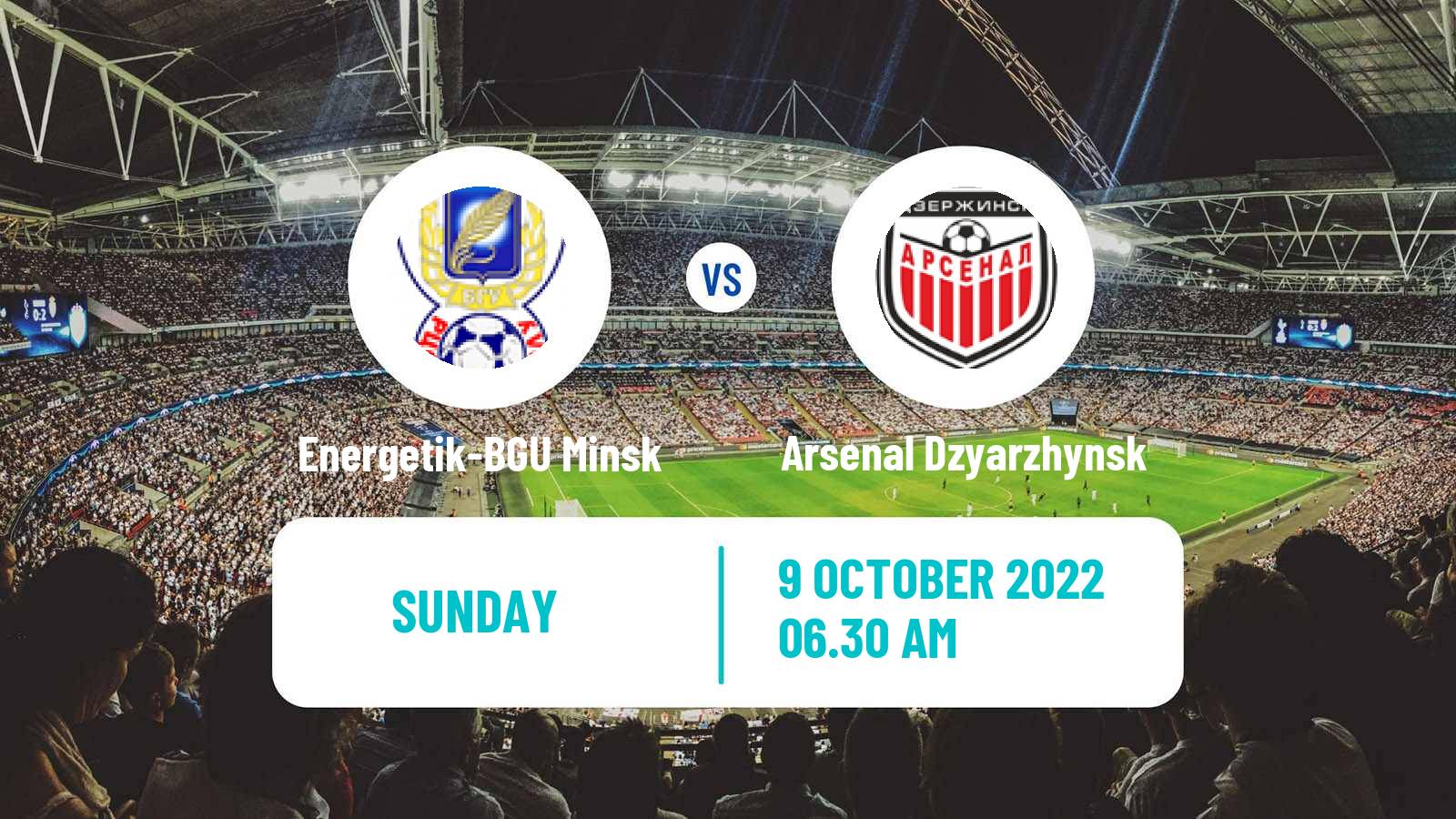 Soccer Belarusian Vysshaya Liga Energetik-BGU Minsk - Arsenal Dzyarzhynsk