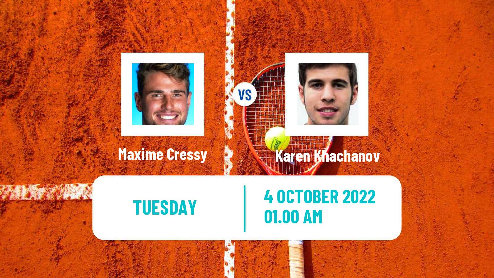 Tennis ATP Nur-Sultan Maxime Cressy - Karen Khachanov