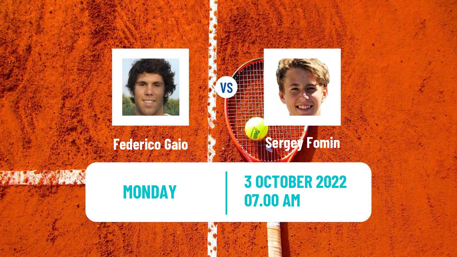 Tennis ATP Challenger Federico Gaio - Sergey Fomin