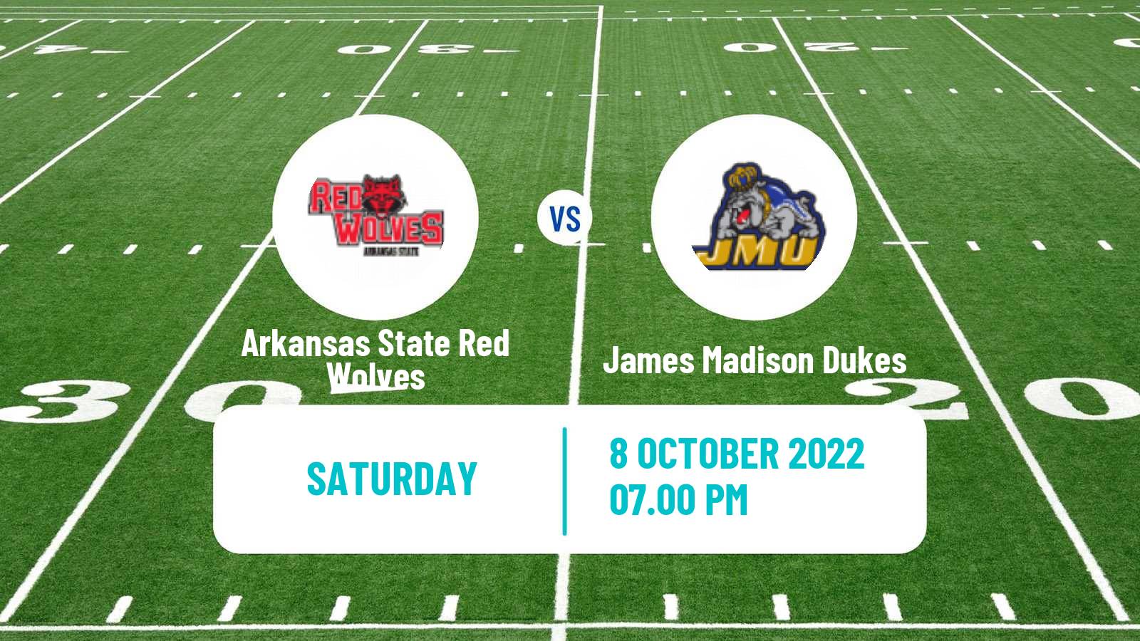 American football NCAA College Football Arkansas State Red Wolves - James Madison Dukes