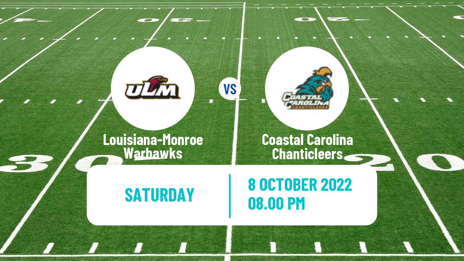 American football NCAA College Football Louisiana-Monroe Warhawks - Coastal Carolina Chanticleers