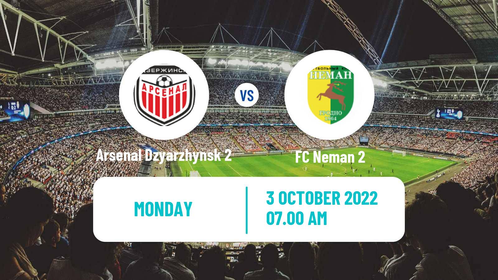 Soccer Belarusian Vysshaya Liga Reserve Arsenal Dzyarzhynsk 2 - Neman 2