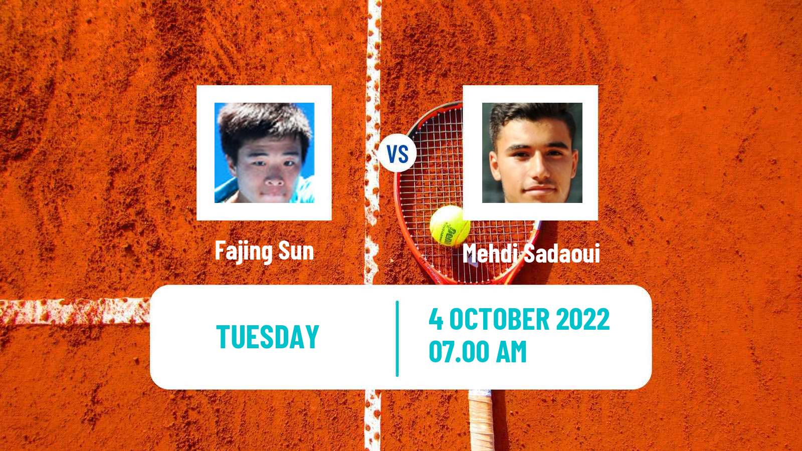 Tennis ITF Tournaments Fajing Sun - Mehdi Sadaoui