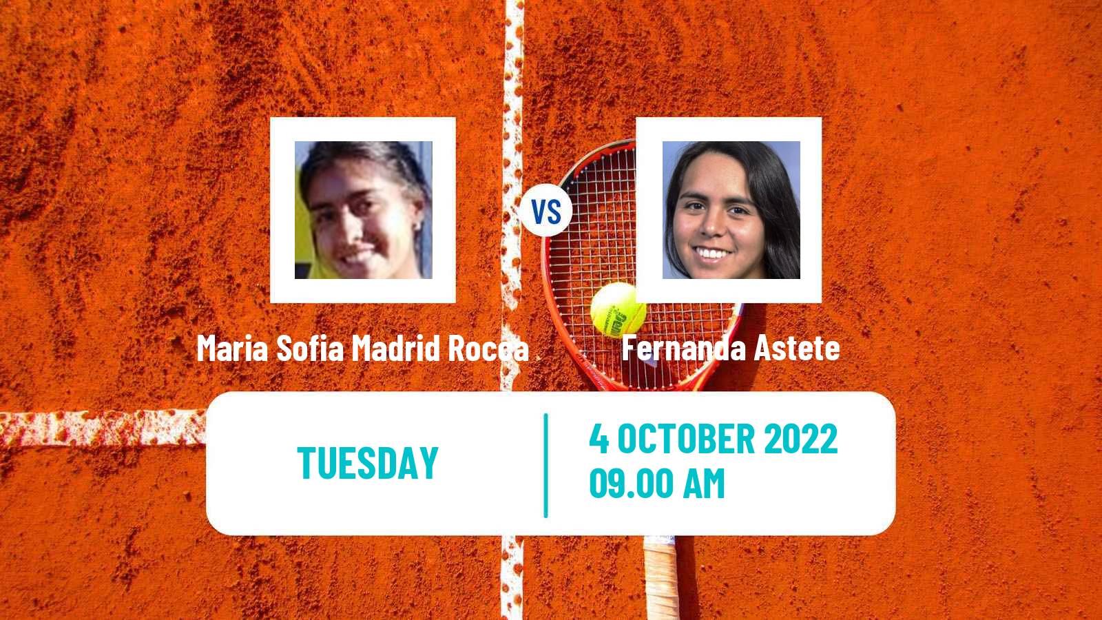 Tennis ITF Tournaments Maria Sofia Madrid Rocca - Fernanda Astete