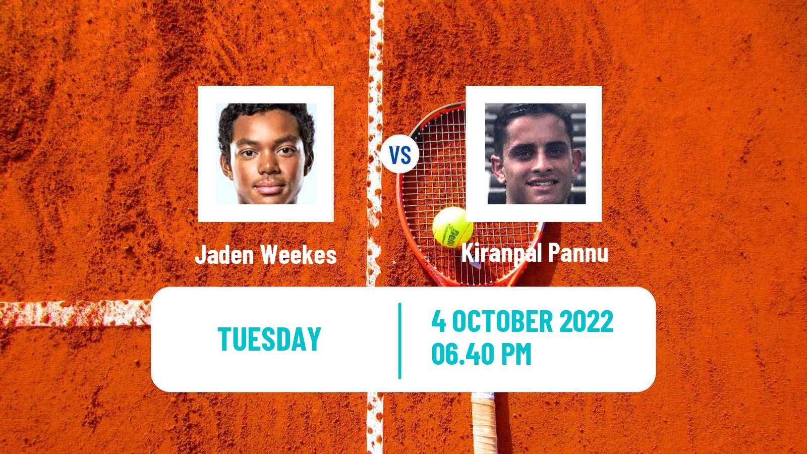 Tennis ITF Tournaments Jaden Weekes - Kiranpal Pannu