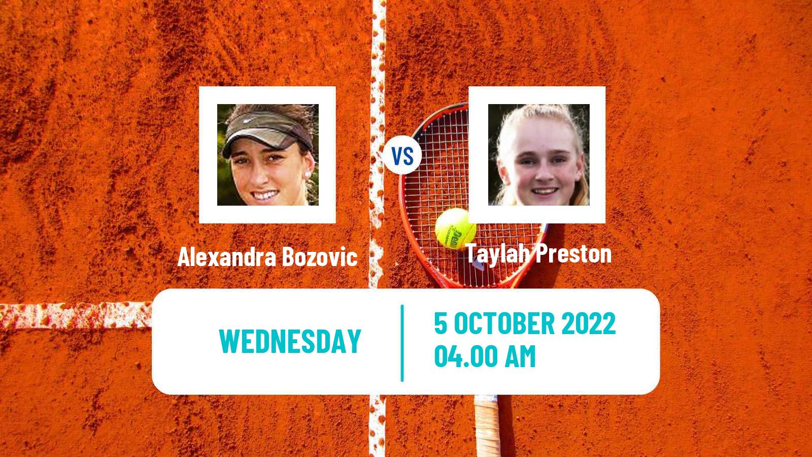 Tennis ITF Tournaments Alexandra Bozovic - Taylah Preston