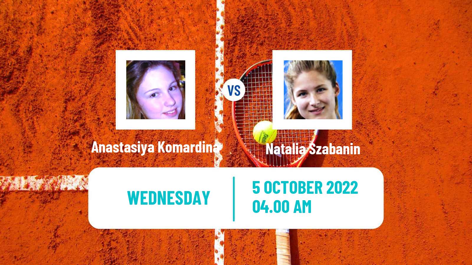 Tennis ITF Tournaments Anastasiya Komardina - Natalia Szabanin