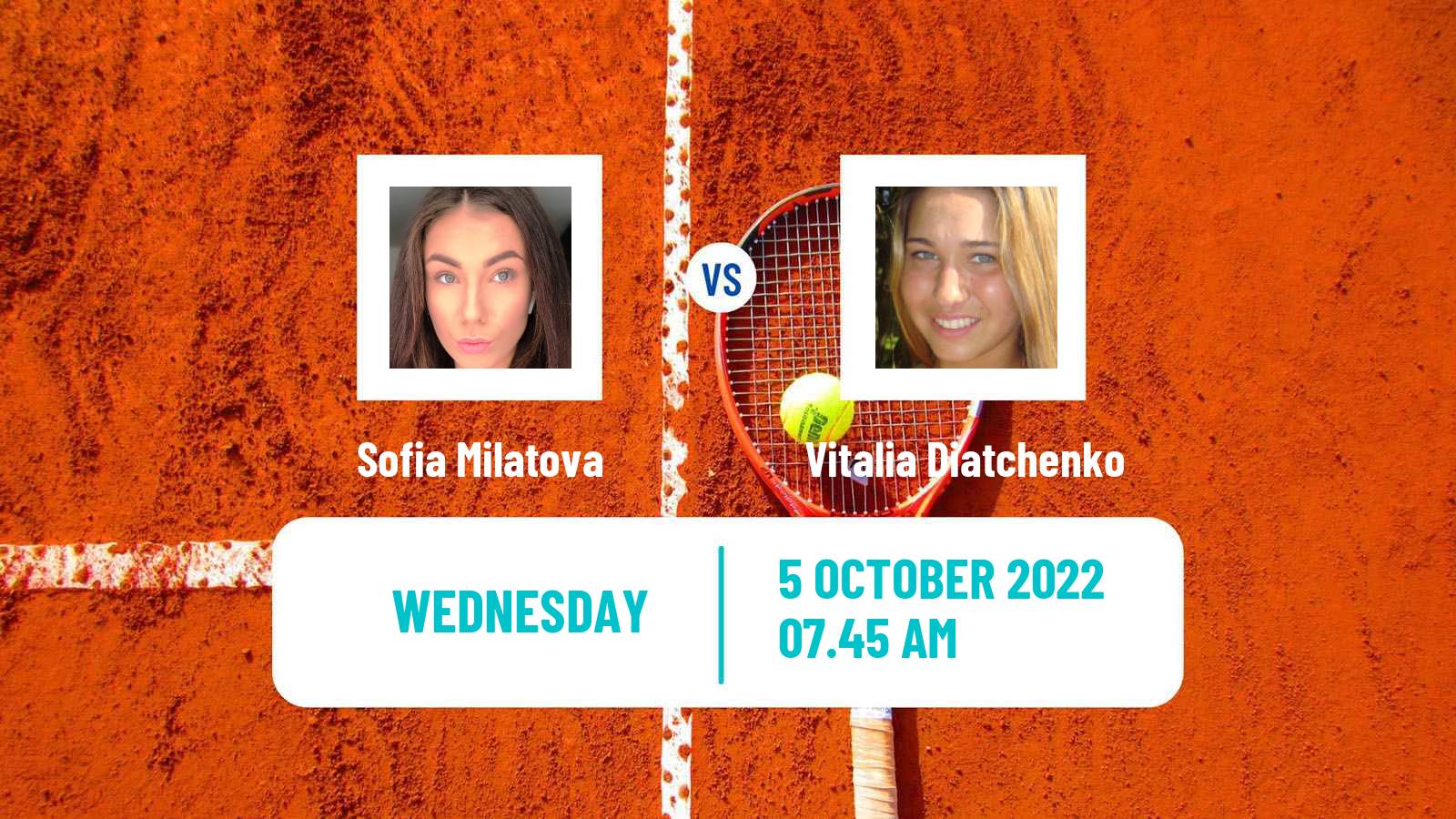 Tennis ITF Tournaments Sofia Milatova - Vitalia Diatchenko