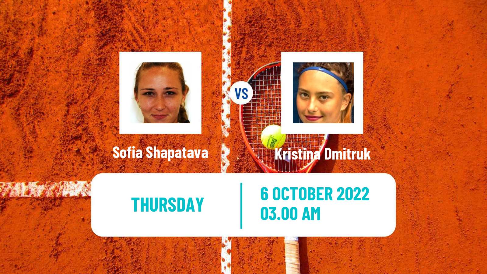 Tennis ITF Tournaments Sofia Shapatava - Kristina Dmitruk