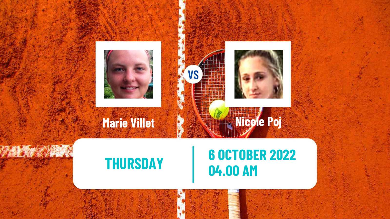 Tennis ITF Tournaments Marie Villet - Nicole Poj