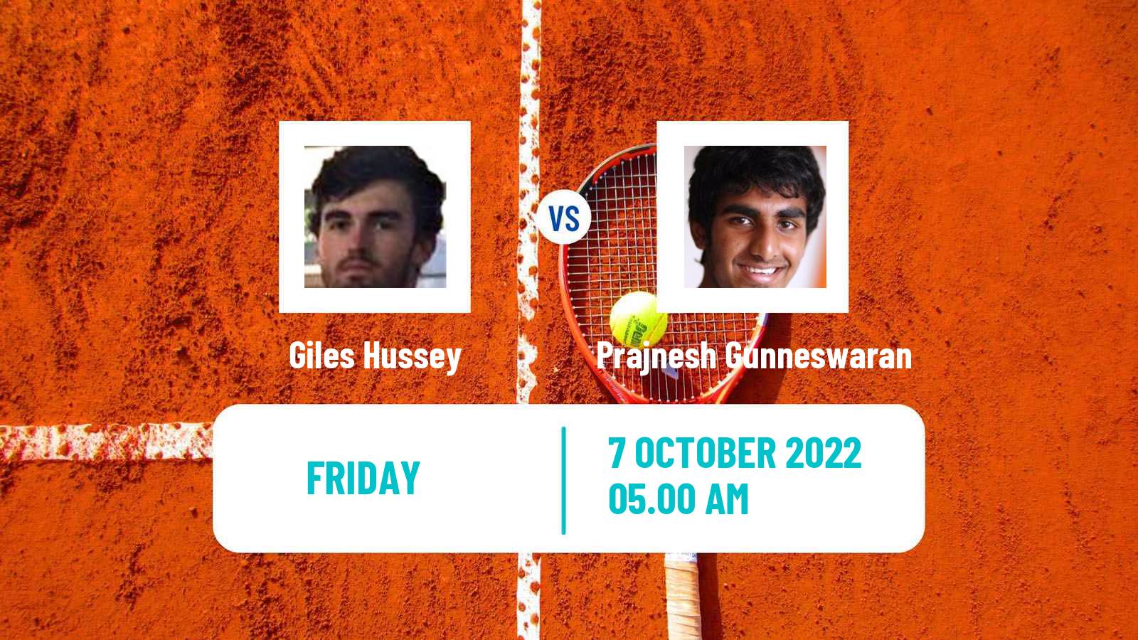 Tennis ITF Tournaments Giles Hussey - Prajnesh Gunneswaran