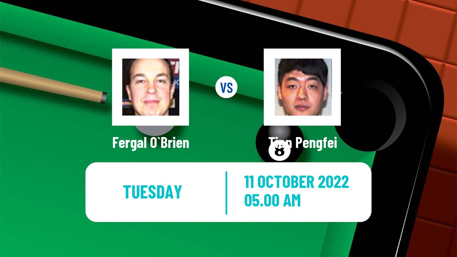 Snooker Snooker Fergal O`Brien - Tian Pengfei