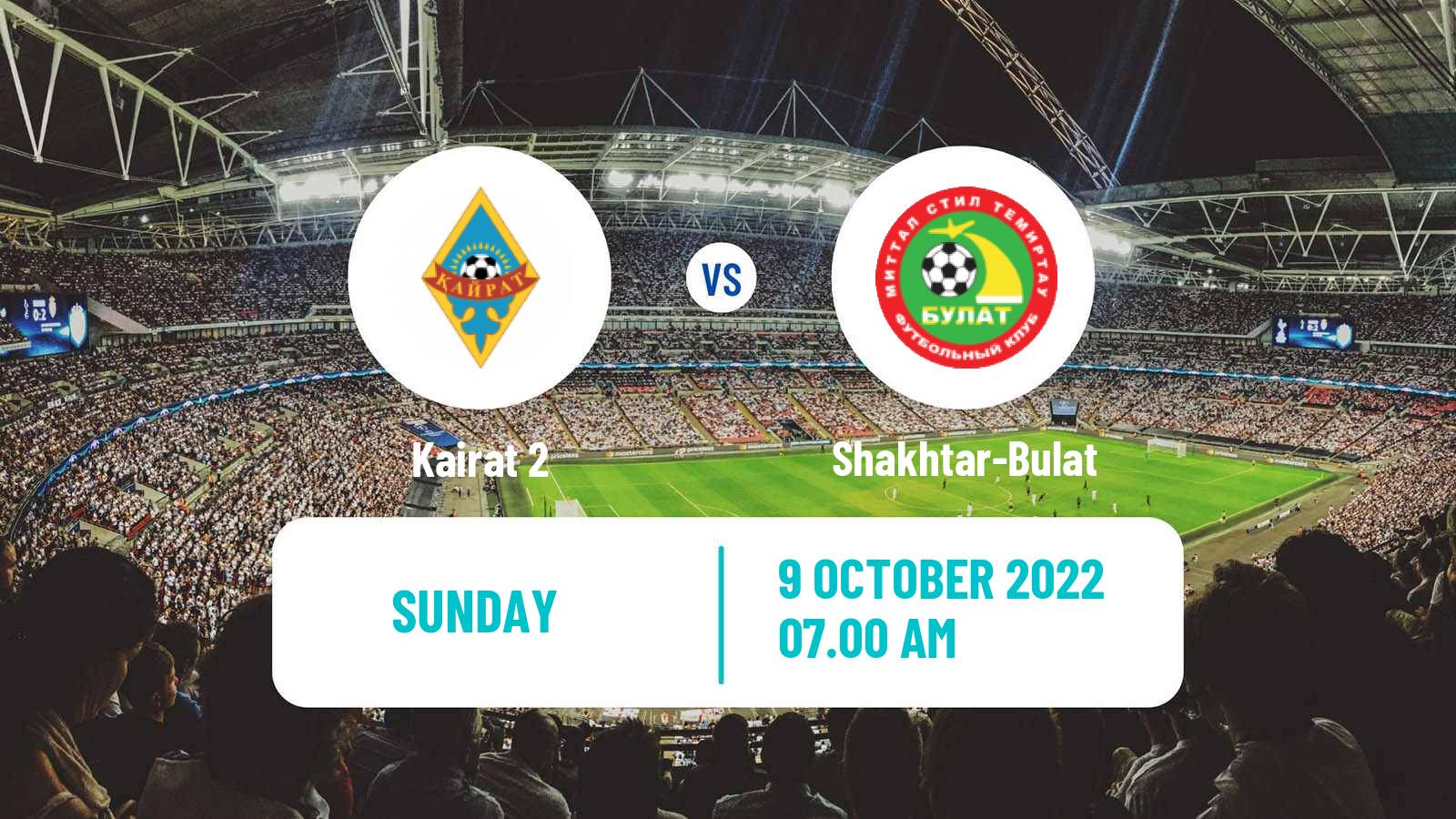 Soccer Kazakh First Division Kairat 2 - Shakhtar-Bulat