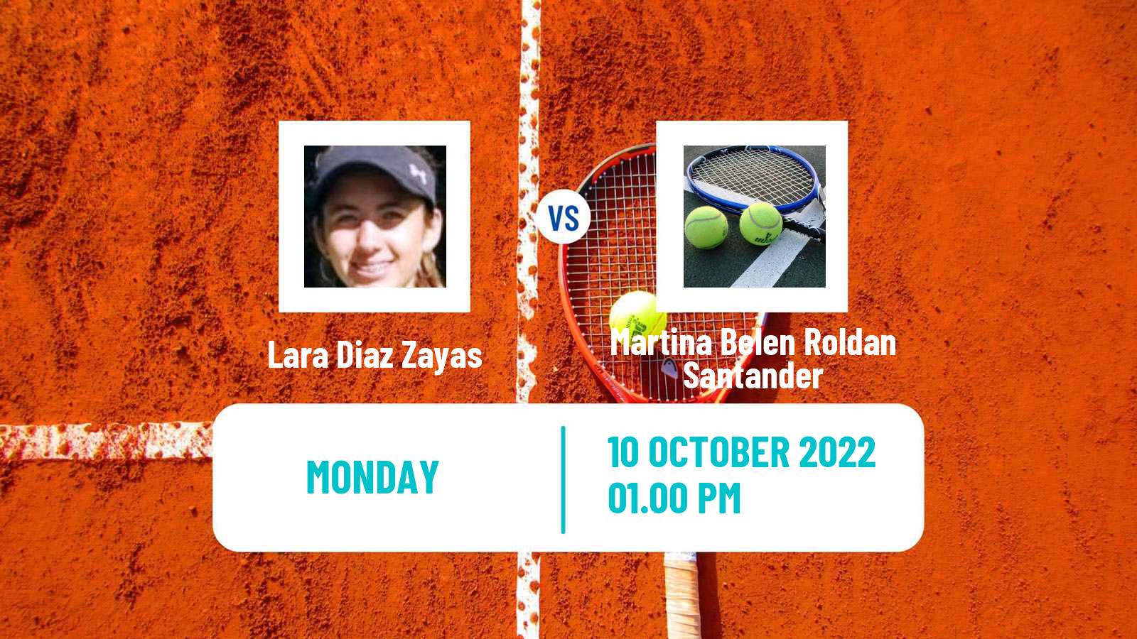 Tennis ITF Tournaments Lara Diaz Zayas - Martina Belen Roldan Santander