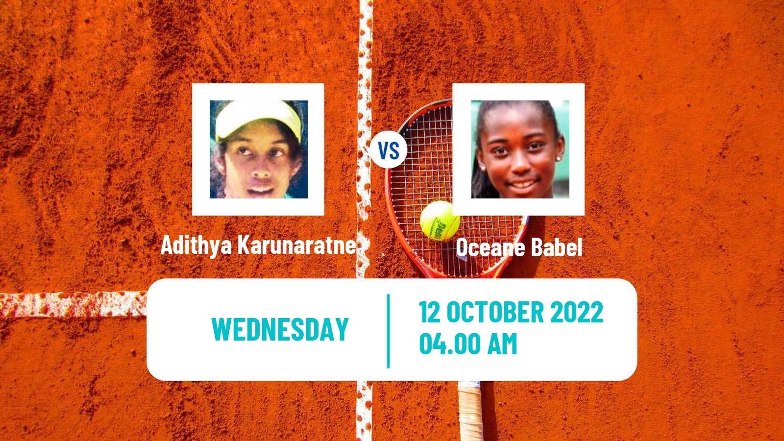 Tennis ITF Tournaments Adithya Karunaratne - Oceane Babel