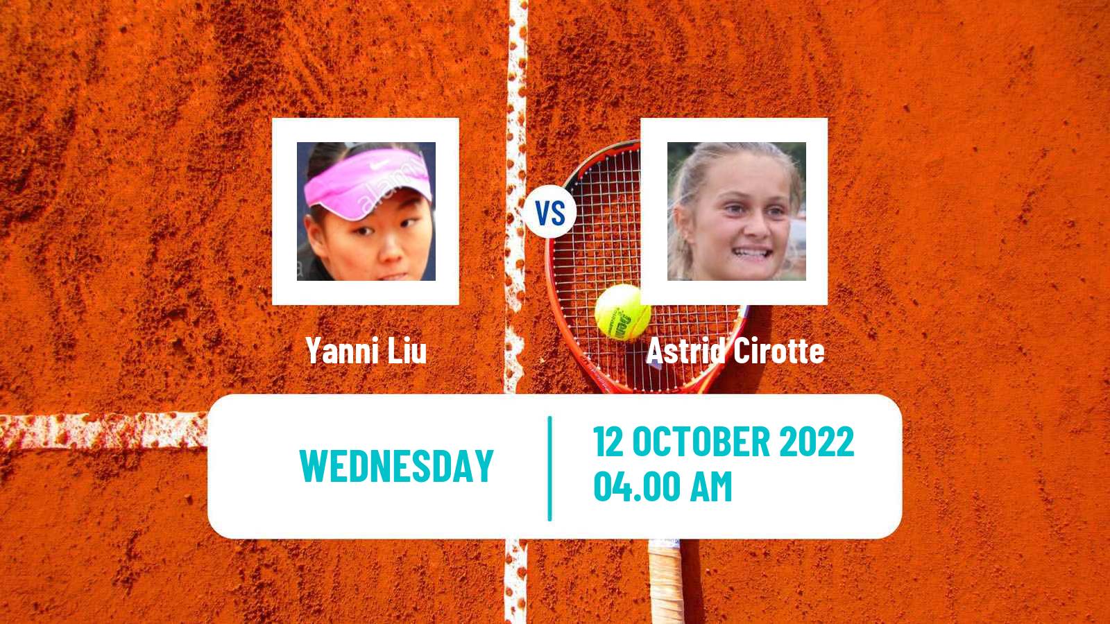 Tennis ITF Tournaments Yanni Liu - Astrid Cirotte