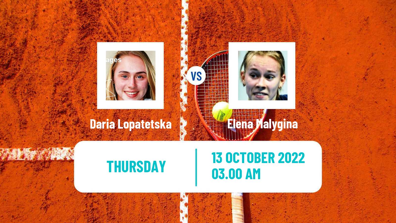 Tennis ITF Tournaments Daria Lopatetska - Elena Malygina