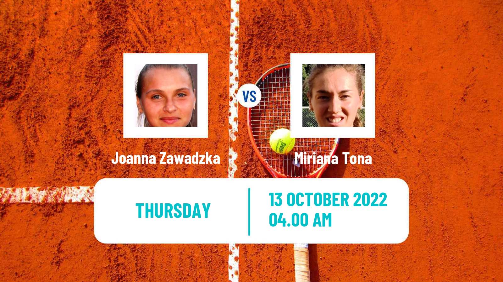 Tennis ITF Tournaments Joanna Zawadzka - Miriana Tona